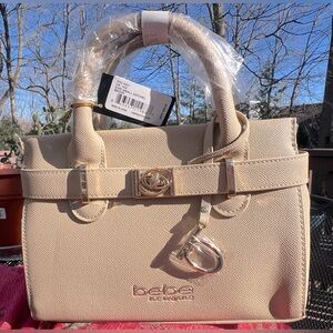 Evie Small Beige Satchel by BÉBÉ, NWT and in original packaging